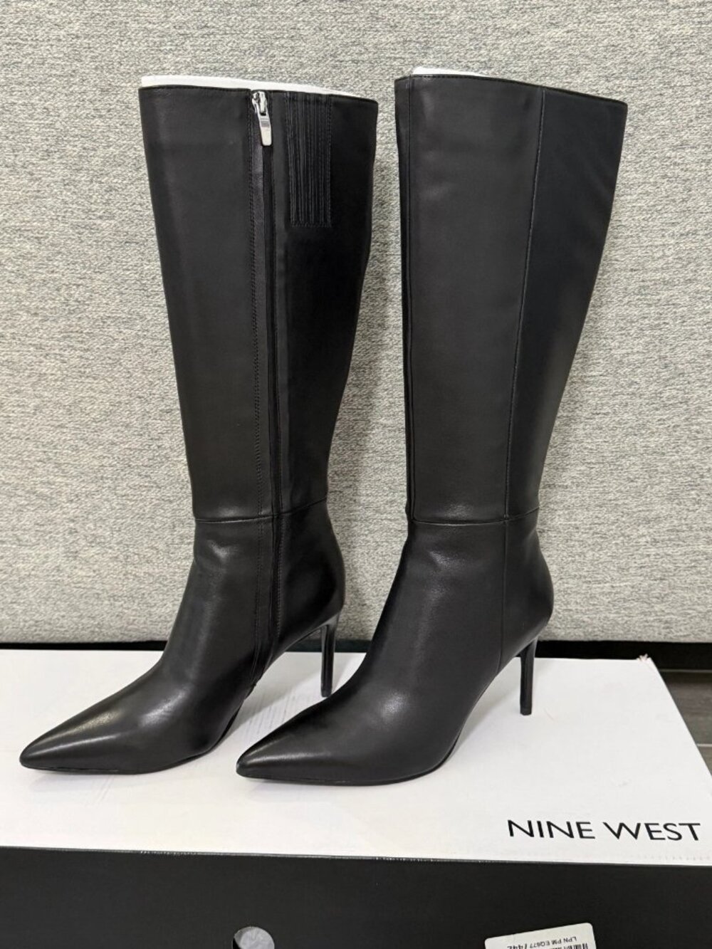 NIB Nine West Cook Black Leather Stiletto Knee High Boots 6M